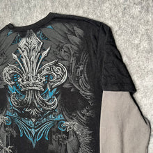 Load image into Gallery viewer, MMA Elite Rare Long Sleeved Fleur De Lis Black Gothic Y2K Top, Size 2XL