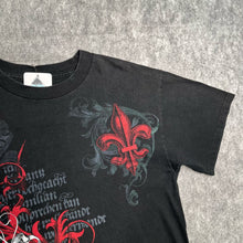 Load image into Gallery viewer, MMA Elite 2000s Gothic Black & Red Skulls n Baroque Print Top, Size