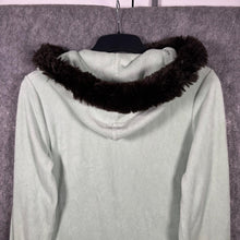 Load image into Gallery viewer, Juicy Couture Mint Velour Hoodie Reworked Fur Hood Y2K Large