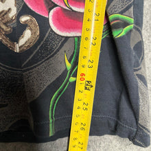 Load image into Gallery viewer, Christian Audigier Grey Butterfly Y2K Floral 2000s Top, Size L