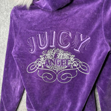 Load image into Gallery viewer, Juicy Couture Purple Faux Fur Y2K Mcbling Zip Up Embroidered Hoodie, Size L