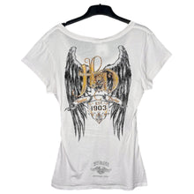 Load image into Gallery viewer, Harley Davidson Angel Wing White Grunge Y2K Top, Size L