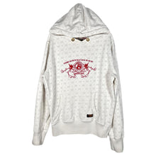Load image into Gallery viewer, Yakuza Ink White Gothic Logo Hoodie Red Print All Over Pattern Size XL