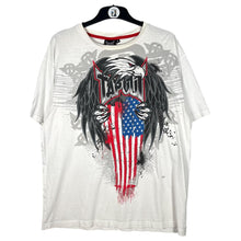 Load image into Gallery viewer, Tapout Eagle American Flag Graphic T-Shirt White Red Trim MMA Style XL
