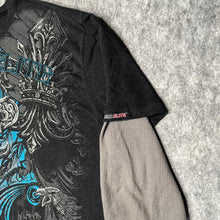 Load image into Gallery viewer, MMA Elite Rare Long Sleeved Fleur De Lis Black Gothic Y2K Top, Size 2XL