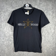 Load image into Gallery viewer, Y2K Rhinestone Hollywood Star Bling Tee Black T-Shirt, Size S