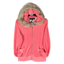 Load image into Gallery viewer, Y2K Mcbling Juicy Couture Reworked Fur-Trim Velour Hoodie • Medium