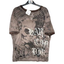 Load image into Gallery viewer, Affliction Brown Gothic Y2K Skull Grunge 2000s Top, Size L