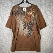 Load image into Gallery viewer, Crank Y2K Gothic Ed Hardy Affliction Style Brown Graphic Baggy Top Size XXL