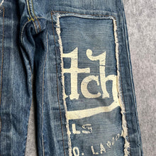 Load image into Gallery viewer, Von Dutch 2000s Navy Patchwork White Logo Pannel Jeans, Waist 32
