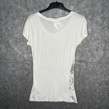 Load image into Gallery viewer, Southpole White Y2K Angel Wing Mcbling Gothic Cross Top, Size M