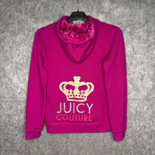 Load image into Gallery viewer, Juicy Couture Pink Y2K Fleeced Mcbling Embroidered Hoodie, Size S-M