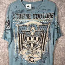 Load image into Gallery viewer, Xtreme Couture Performance Graphic Tee Blue Biker Y2K MMA Shirt XL