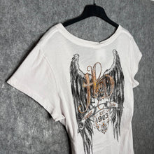 Load image into Gallery viewer, Harley Davidson Angel Wing White Grunge Y2K Top, Size L