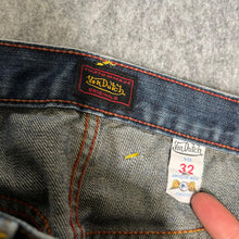 Load image into Gallery viewer, Von Dutch 2000s Navy Patchwork White Logo Pannel Jeans, Waist 32