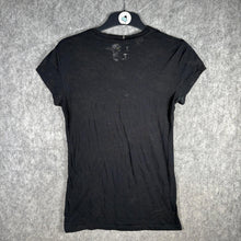 Load image into Gallery viewer, Y2K Gothic Shield Graphic Burnout Tee Black Distressed Top, Size L