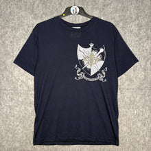 Load image into Gallery viewer, Attitude Gold Navy Fleur De Lis Shield Y2K Gothic Top, Size L