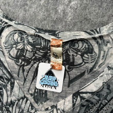 Load image into Gallery viewer, S-Twelve Grey Diamante Unique Ornate Baroque Fear Graphic Grunge Top, Size M