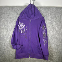 Load image into Gallery viewer, Gothic Y2K 2000s Fleur De Lis Studded Ashley Stewart Purple Hoodie, Size 2XL