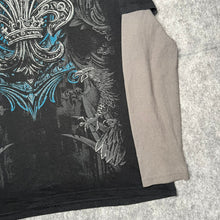 Load image into Gallery viewer, MMA Elite Rare Long Sleeved Fleur De Lis Black Gothic Y2K Top, Size 2XL