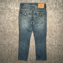 Load image into Gallery viewer, True Religion Y2K Embroidered Logo Distressed leg & Knee Ricky Jeans,Waist 28