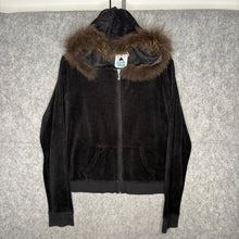 Load image into Gallery viewer, Juicy Couture Y2K Faux Fur Brown Velour Mcbling Choose Juicy Hoodie, Size XL