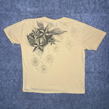 Load image into Gallery viewer, Carbon Black Yellow Y2K Silver Cross and Nautical Stars Graphic Top, Size XXL
