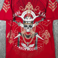 Load image into Gallery viewer, Soldiers & Saints Red Skull Graphic T-Shirt Large Embellished Tee