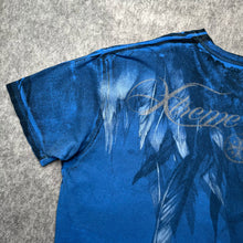 Load image into Gallery viewer, Xtreme Couture Blue Gothic Cross & Angel Feathers Grunge Top, Size XXL