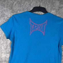 Load image into Gallery viewer, Y2K Mcbling Tapout Blue Skull Graphic Baby Tee MMA Style Size M