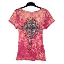 Load image into Gallery viewer, Daytrip Y2K Acid Wash Graphic Tee Pink Floral Print T-Shirt Size S