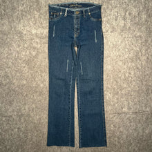Load image into Gallery viewer, Jireh Premium 2000s Frayed Waist Embroidered Pocket Distressed Leg Jeans