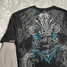 Load image into Gallery viewer, MMA Elite Rare Long Sleeved Fleur De Lis Black Gothic Y2K Top, Size 2XL