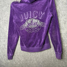 Load image into Gallery viewer, Juicy Couture Purple Faux Fur Y2K Mcbling Zip Up Embroidered Hoodie, Size L