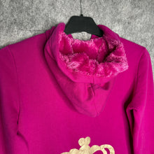 Load image into Gallery viewer, Juicy Couture Pink Y2K Fleeced Mcbling Embroidered Hoodie, Size S-M