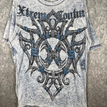 Load image into Gallery viewer, Y2K Gothic Grunge Affliction Ed Hardy Style Xtreme Couture Blue Top Size Large