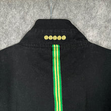 Load image into Gallery viewer, Coogi Black Crest Logo Bomber Jacket Green Stripe Y2K Streetwear (XL)