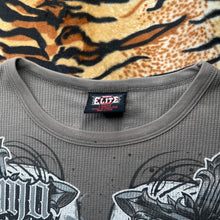 Load image into Gallery viewer, MMA Elite Brown Skull Gothic Grunge Long Sleeved Angel Wing Cyber Top, Size L