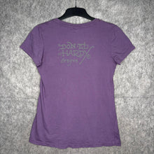 Load image into Gallery viewer, Ed Hardy Purple Y2K Rose Tattoo Style 2000s Top, Size M