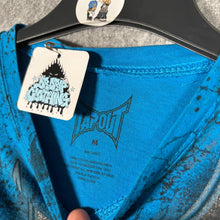 Load image into Gallery viewer, Y2K Mcbling Tapout Blue Skull Graphic Baby Tee MMA Style Size M
