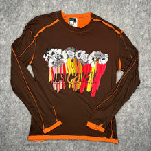 Load image into Gallery viewer, Roberto Cavali Brown Y2K Coquette Grunge Floral Multi Long Sleeved Top, XL