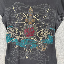 Load image into Gallery viewer, Dereon Winged Graphic Studded T-Shirt Black XL / Y2K Hip Hop Vintage Tee