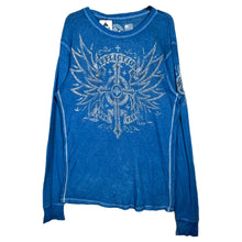 Load image into Gallery viewer, Affliction Blue Winged Cross Long Sleeve T-Shirt Y2K Gothic Streetwear