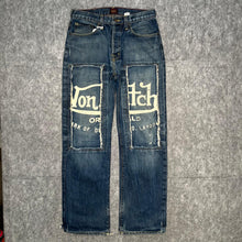 Load image into Gallery viewer, Von Dutch 2000s Navy Patchwork White Logo Pannel Jeans, Waist 32