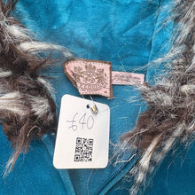 Load image into Gallery viewer, Juicy Couture Blue Velour Y2K Reworked Faux Fur Hoodie, Size S