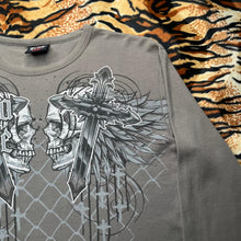 Load image into Gallery viewer, MMA Elite Brown Skull Gothic Grunge Long Sleeved Angel Wing Cyber Top, Size L