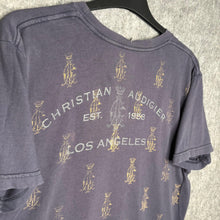 Load image into Gallery viewer, Christian Audigier Y2K Tattoo Style Dagger in Rose & Crest Graphic Top, Size L