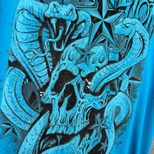 Load image into Gallery viewer, Vindication Blue Skull Snake Y2K Gothic Grunge Top, Size XL