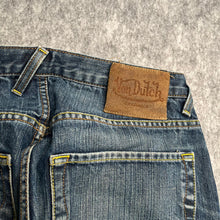 Load image into Gallery viewer, Von Dutch 2000s Navy Patchwork White Logo Pannel Jeans, Waist 32