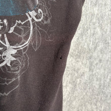 Load image into Gallery viewer, Fame And Fortune Pink & Blue Rose with Wings Grunge Graphic Top, Size M